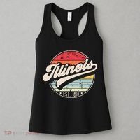 Retro Illinois Home State Il Cool 70s Style Sunset Women's Tank Top thumb 3