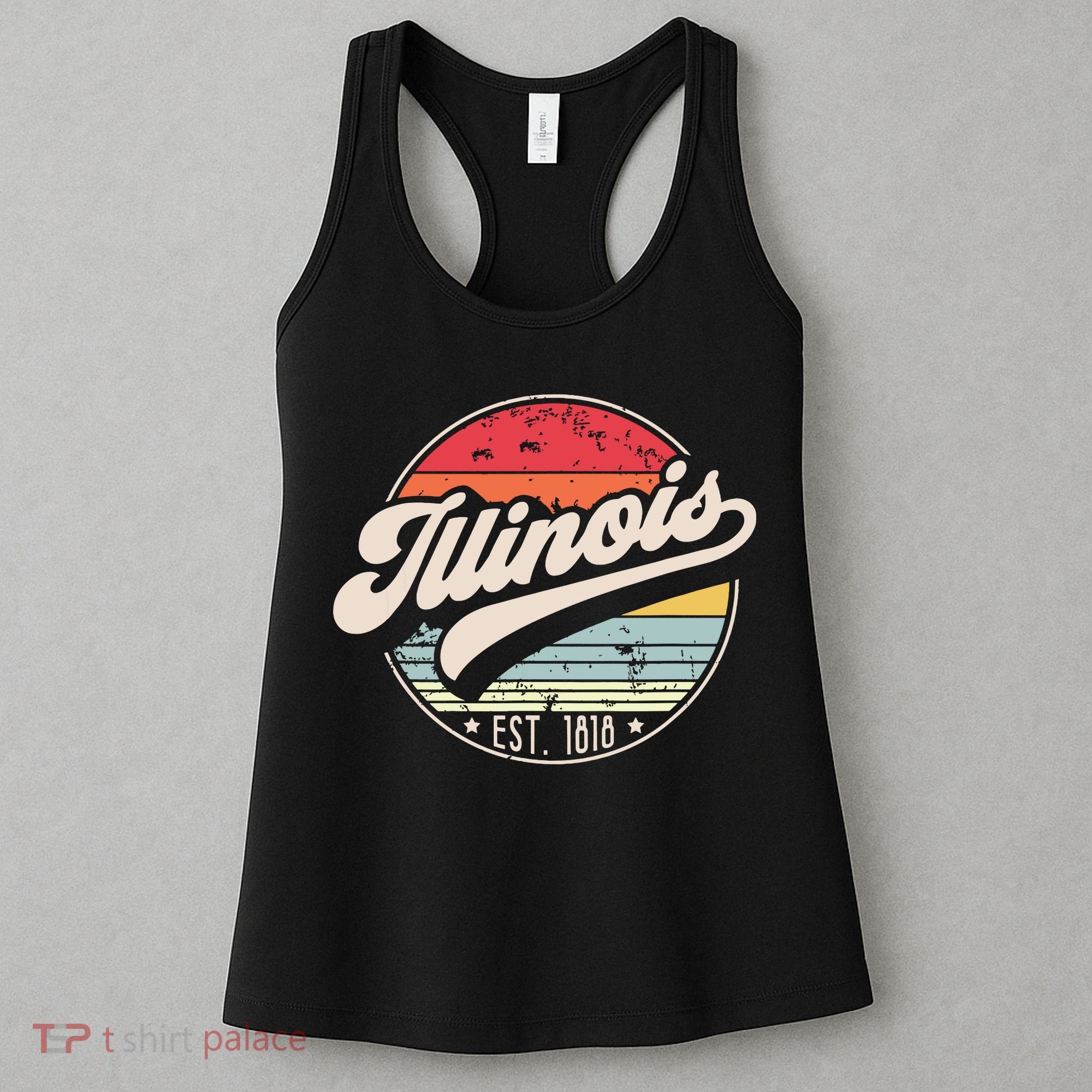 Retro Illinois Home State Il Cool 70s Style Sunset Women's Tank Top