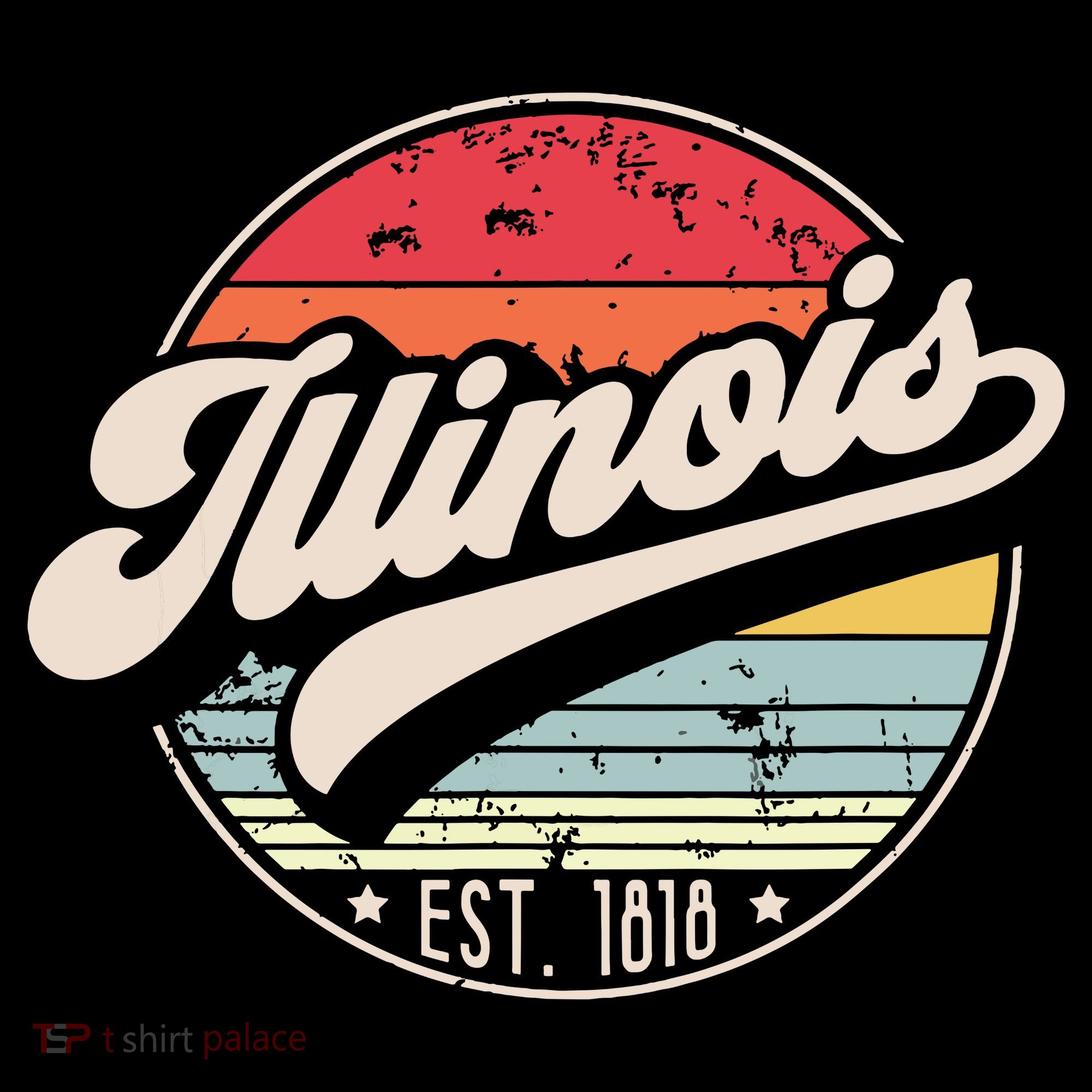 Retro Illinois Home State Il Cool 70s Style Sunset Women's Tank Top
