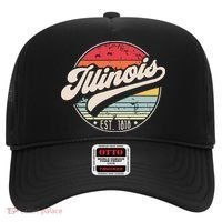 Retro Illinois Home State Il Cool 70s Style Sunset Hat thumb 0