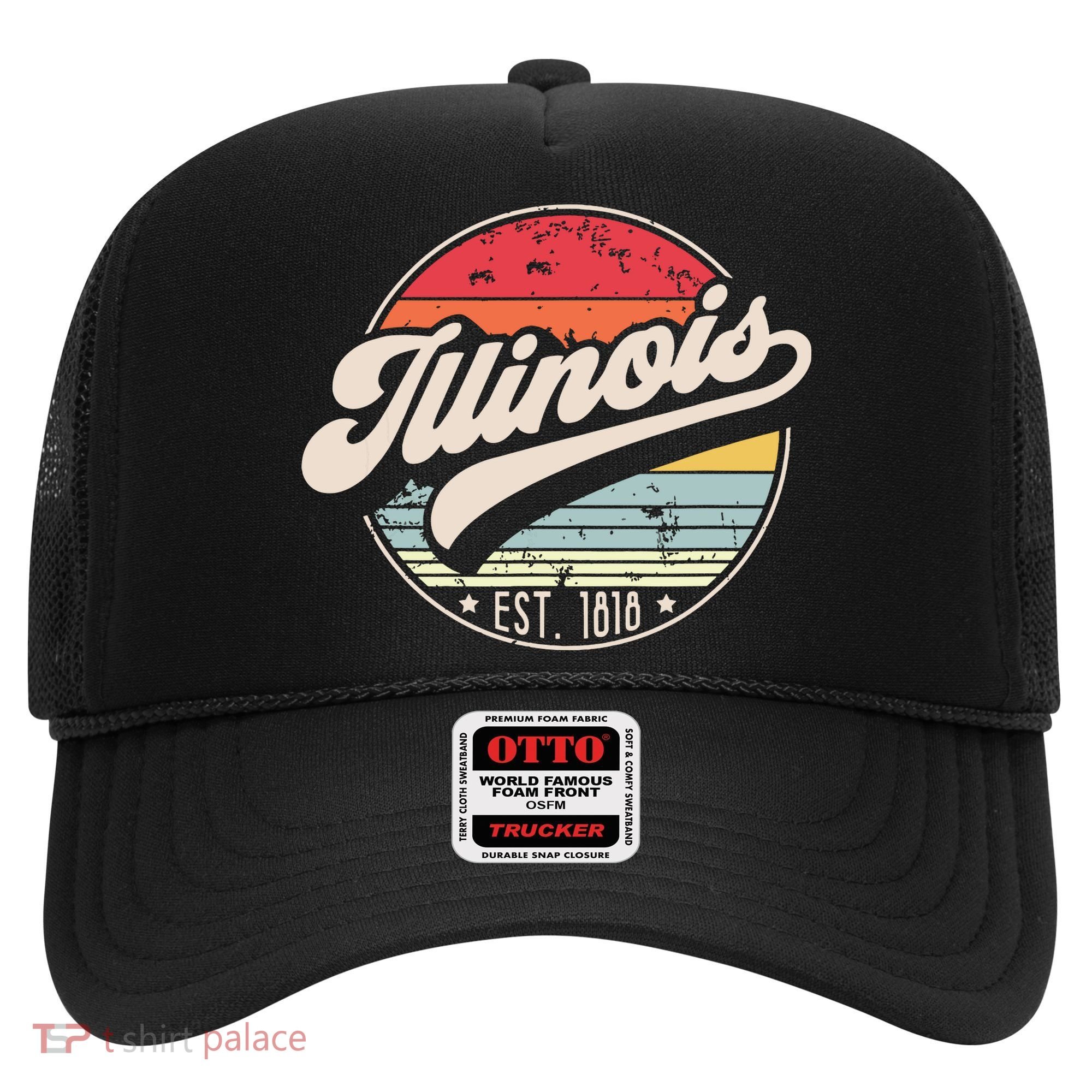Retro Illinois Home State Il Cool 70s Style Sunset Hat