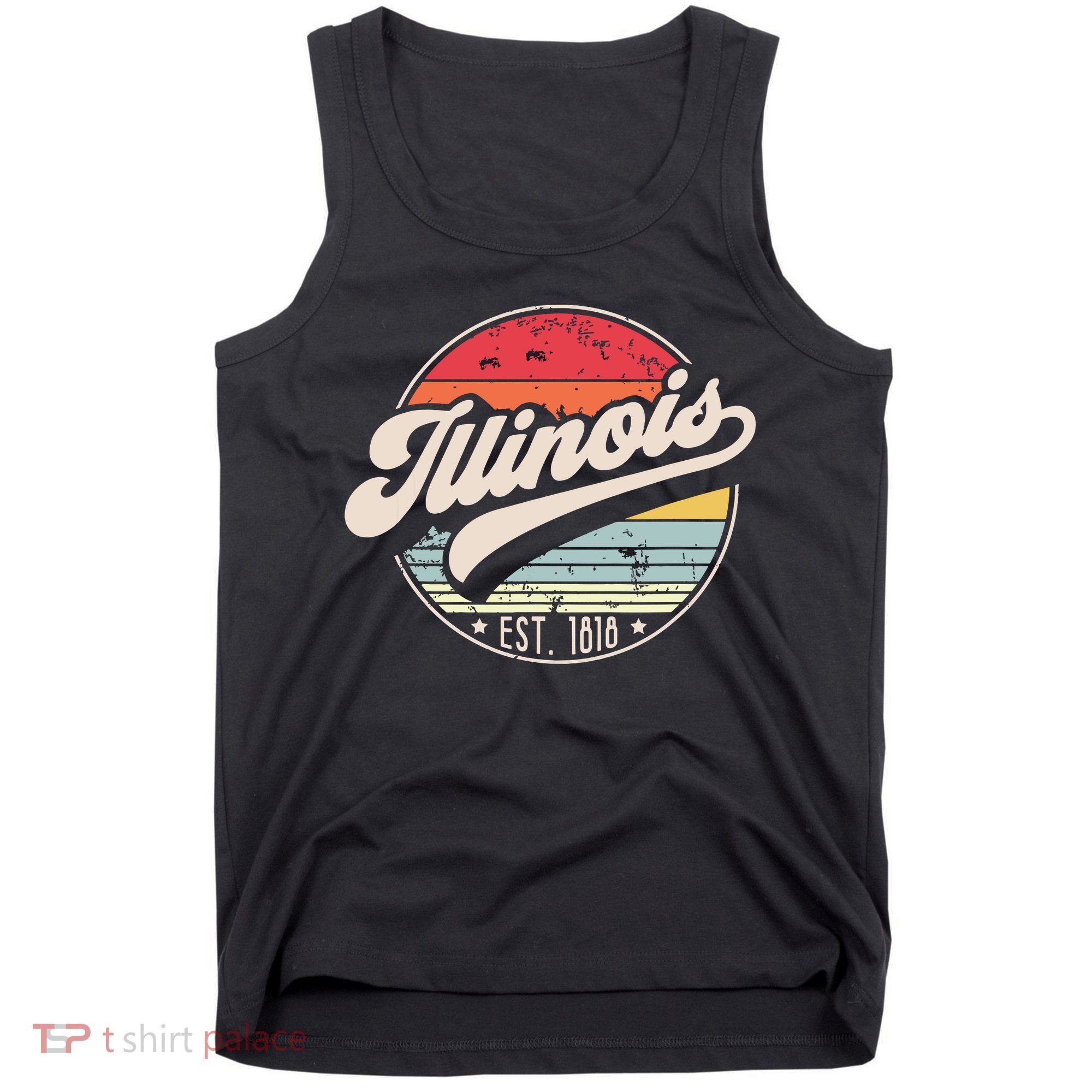 Retro Illinois Home State Il Cool 70s Style Sunset Tank Top