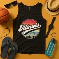 Retro Illinois Home State Il Cool 70s Style Sunset Tank Top thumb 4