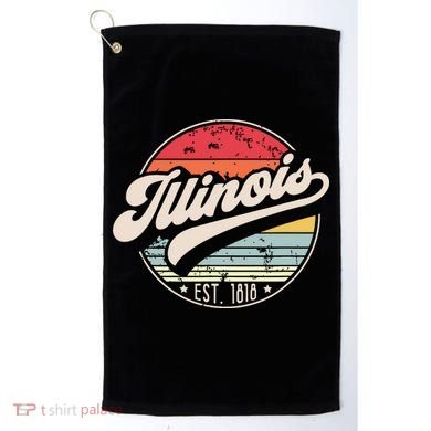 Retro Illinois Home State Il Cool 70s Style Sunset Golf Towel