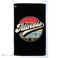 Retro Illinois Home State Il Cool 70s Style Sunset Golf Towel thumb 0