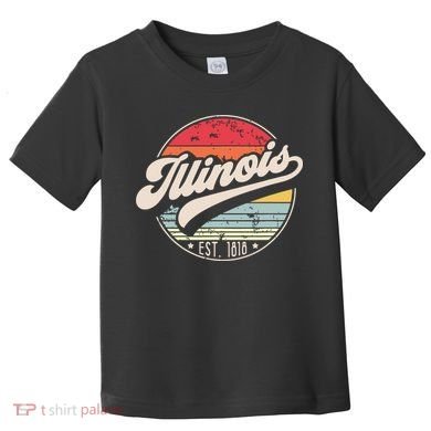 Retro Illinois Home State Il Cool 70s Style Sunset Toddler T-Shirt