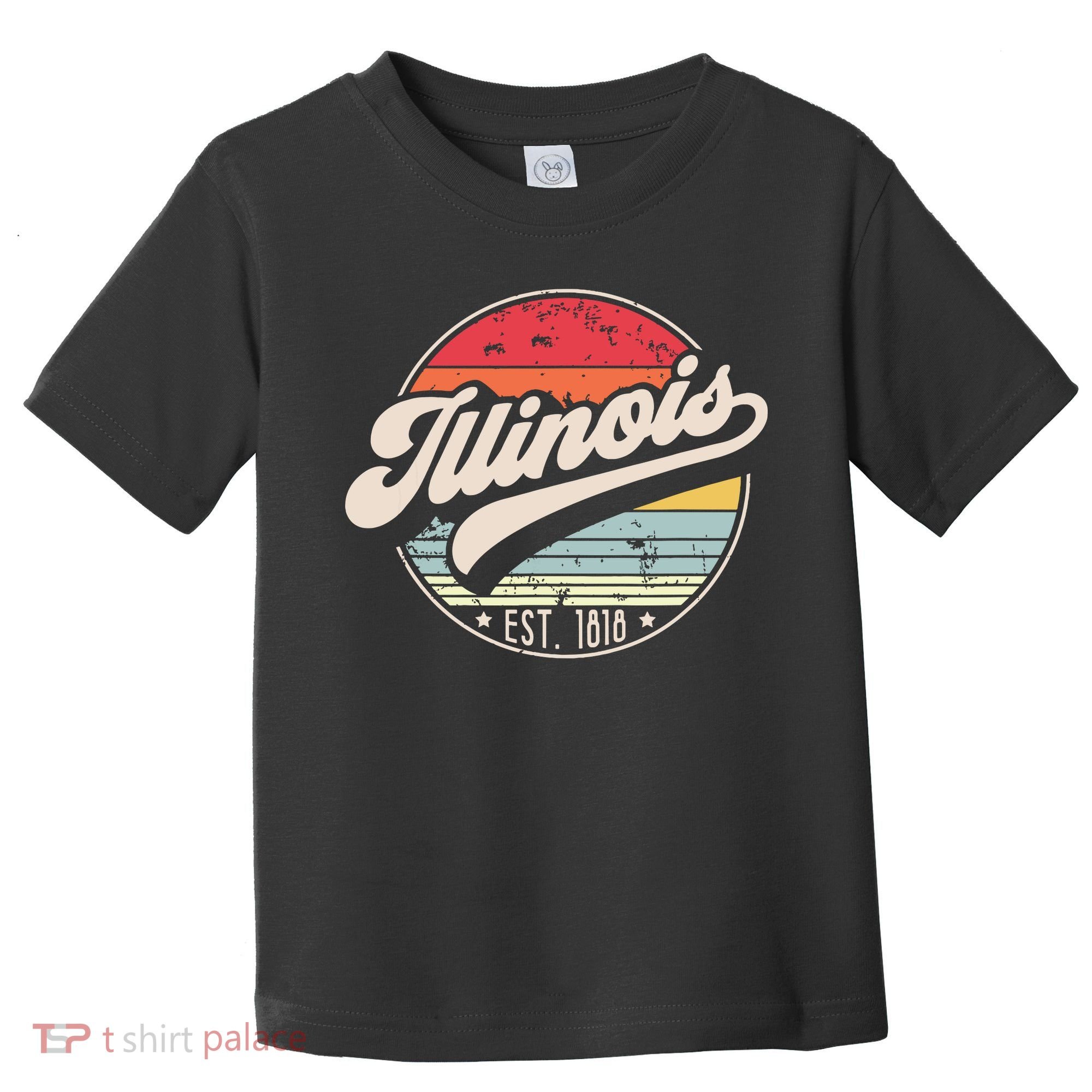 Retro Illinois Home State Il Cool 70s Style Sunset Toddler T-Shirt