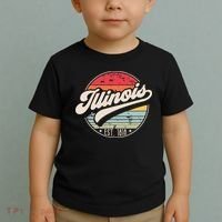 Retro Illinois Home State Il Cool 70s Style Sunset Toddler T-Shirt thumb 2