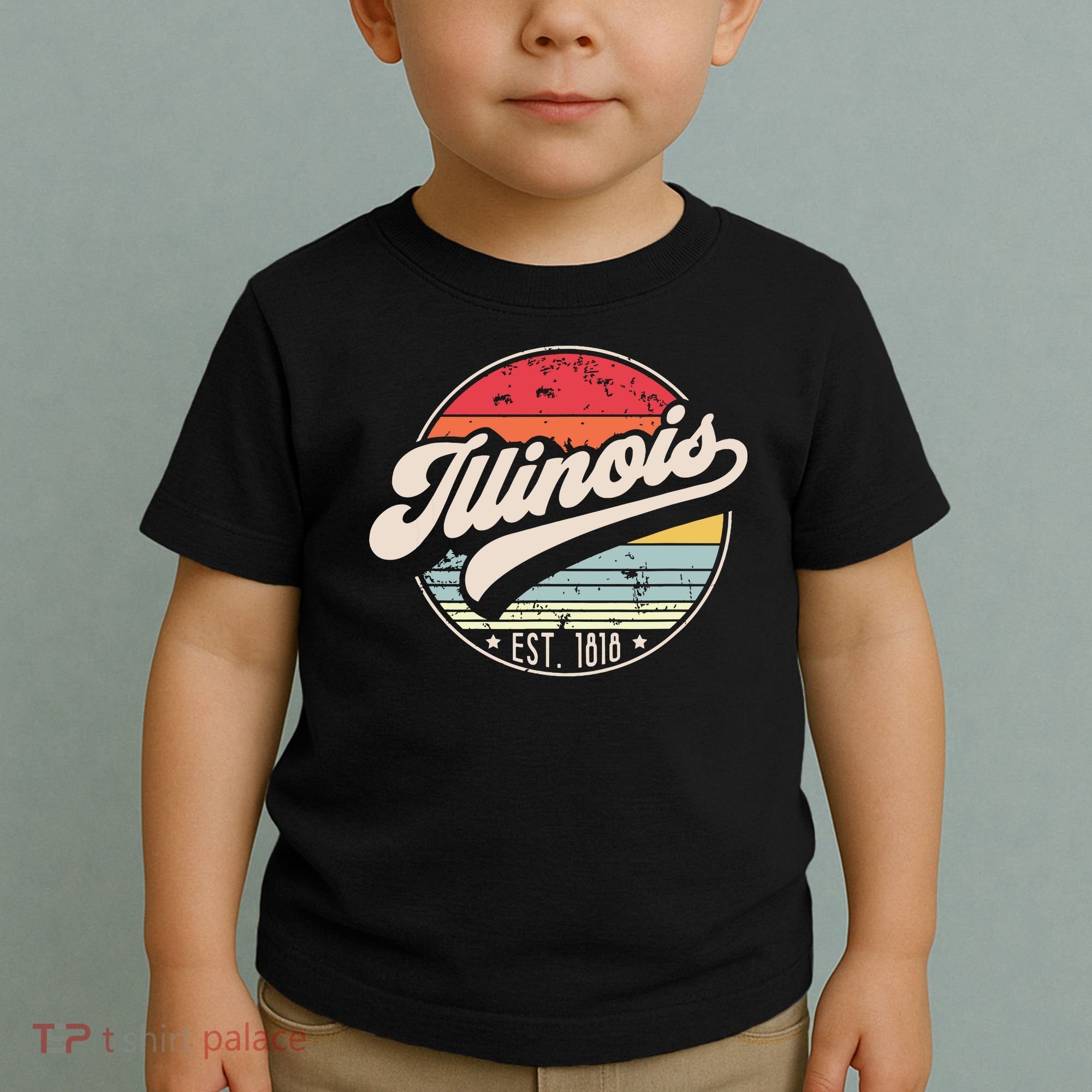 Retro Illinois Home State Il Cool 70s Style Sunset Toddler T-Shirt