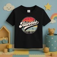 Retro Illinois Home State Il Cool 70s Style Sunset Toddler T-Shirt thumb 3