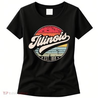 Retro Illinois Home State Il Cool 70s Style Sunset Women's T-Shirt