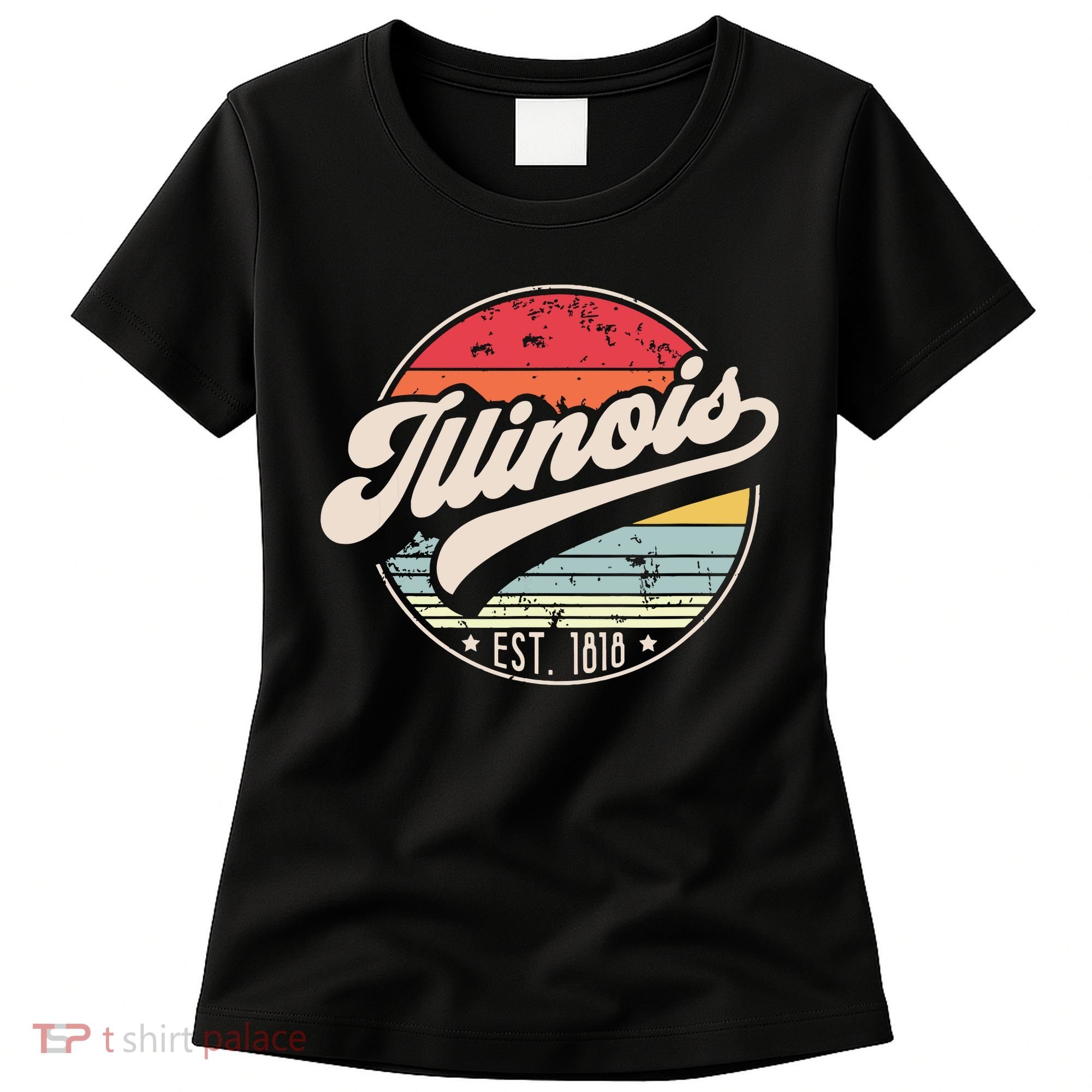 Retro Illinois Home State Il Cool 70s Style Sunset Women's T-Shirt