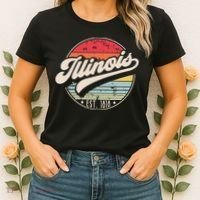 Retro Illinois Home State Il Cool 70s Style Sunset Women's T-Shirt thumb 2