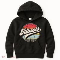 Retro Illinois Home State Il Cool 70s Style Sunset Kids Hoodie thumb 0