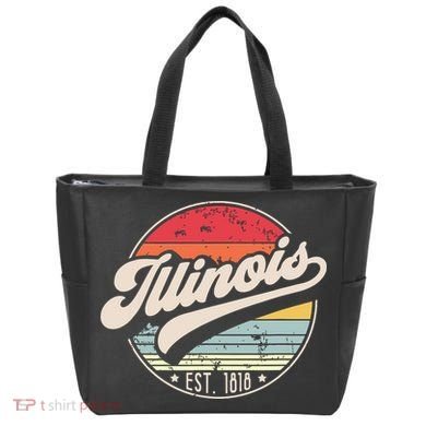 Retro Illinois Home State Il Cool 70s Style Sunset Tote Bag