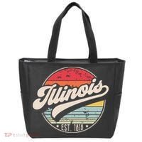 Retro Illinois Home State Il Cool 70s Style Sunset Tote Bag thumb 0