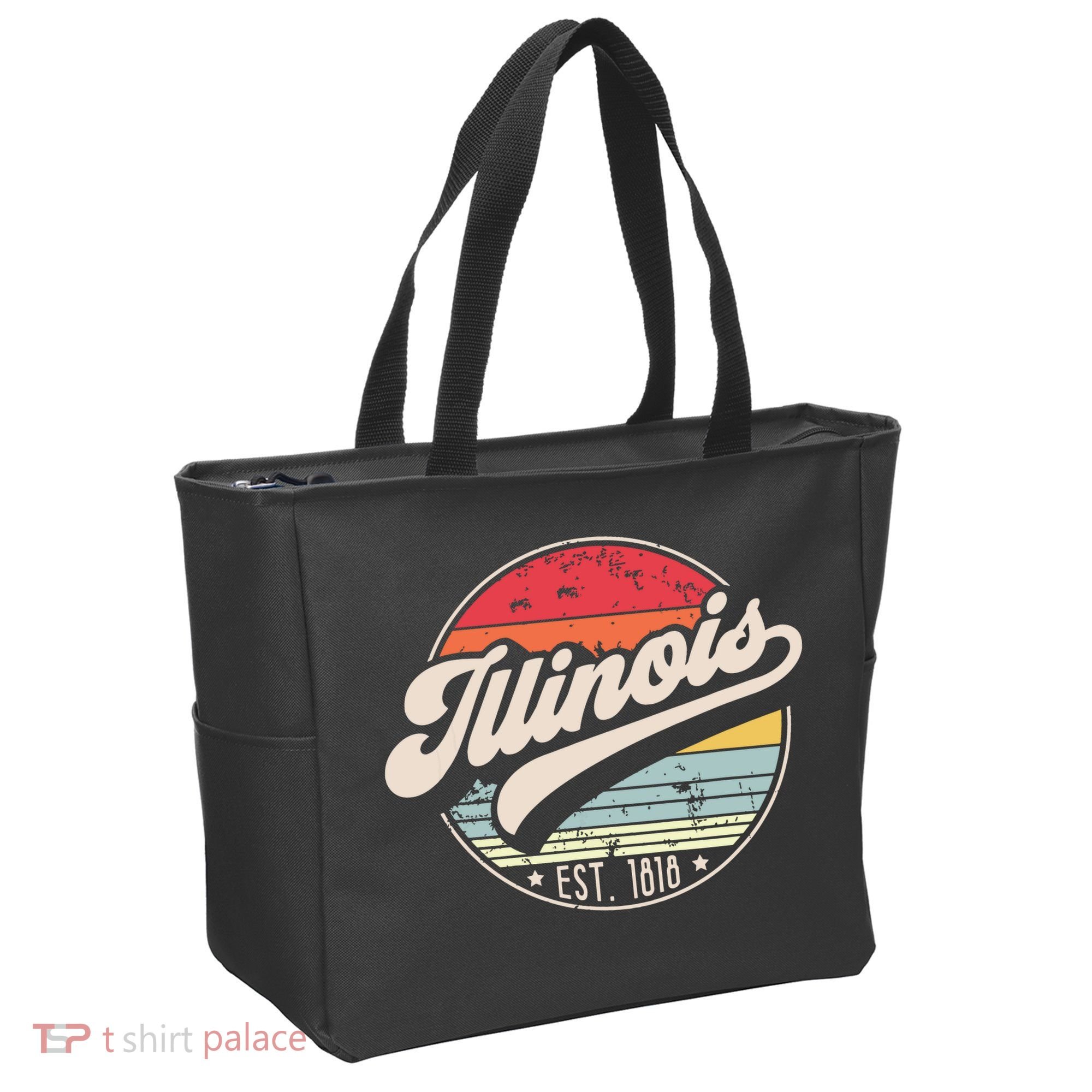 Retro Illinois Home State Il Cool 70s Style Sunset Tote Bag
