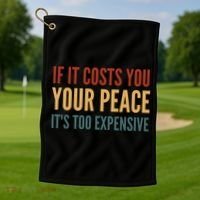 Retro If It Costs You Your Peace Its Too Expensive Golf Towel thumb 1