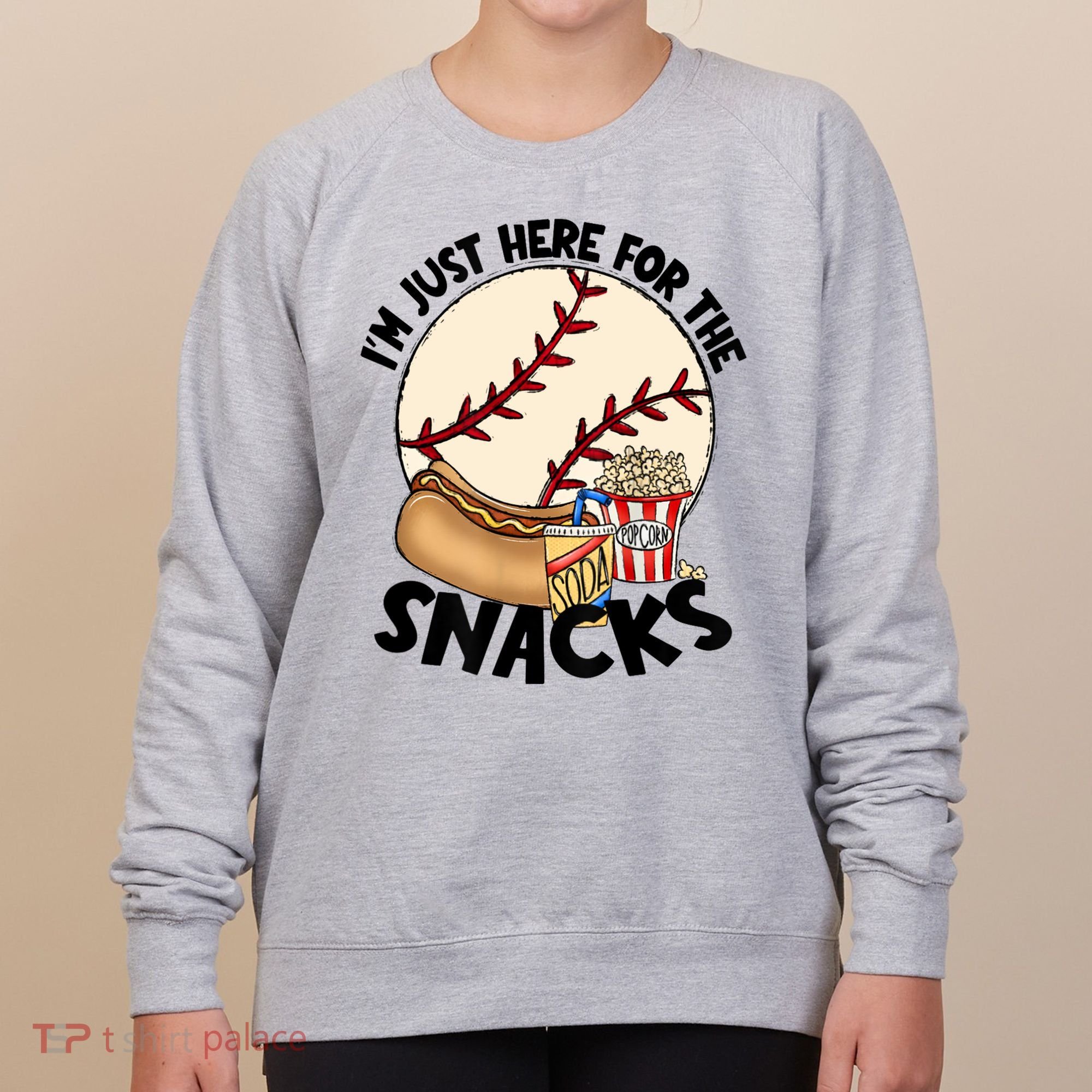 Retro I'm Just Here For The Snacks Funny Baseball Lover Women's Sweatshirt