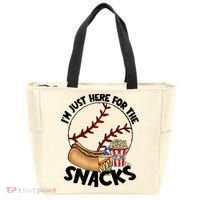 Retro I'm Just Here For The Snacks Funny Baseball Lover Tote Bag thumb 0