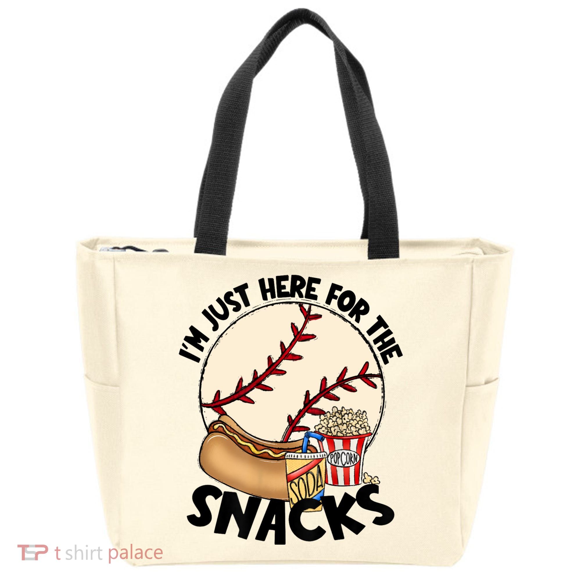 Retro I'm Just Here For The Snacks Funny Baseball Lover Tote Bag