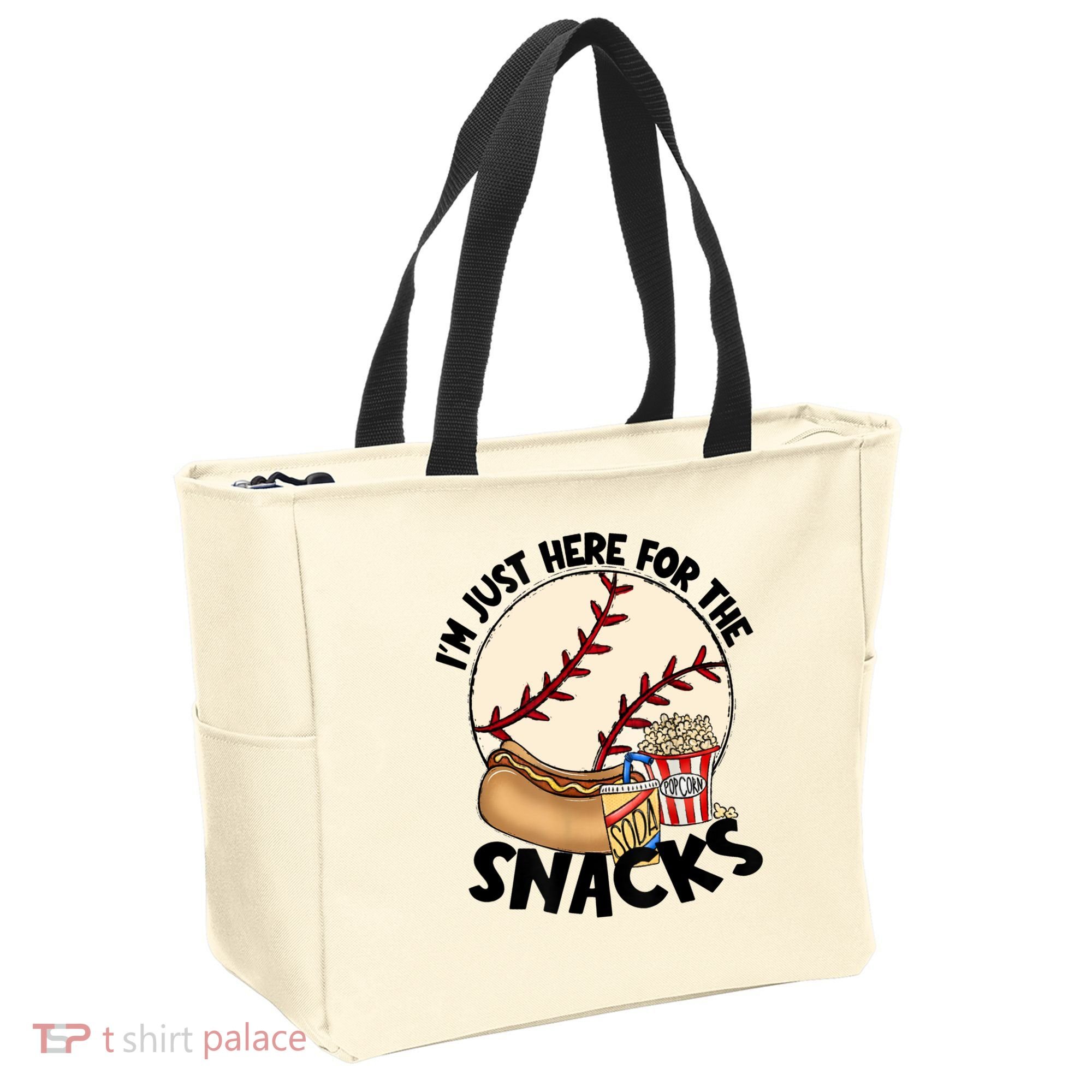 Retro I'm Just Here For The Snacks Funny Baseball Lover Tote Bag