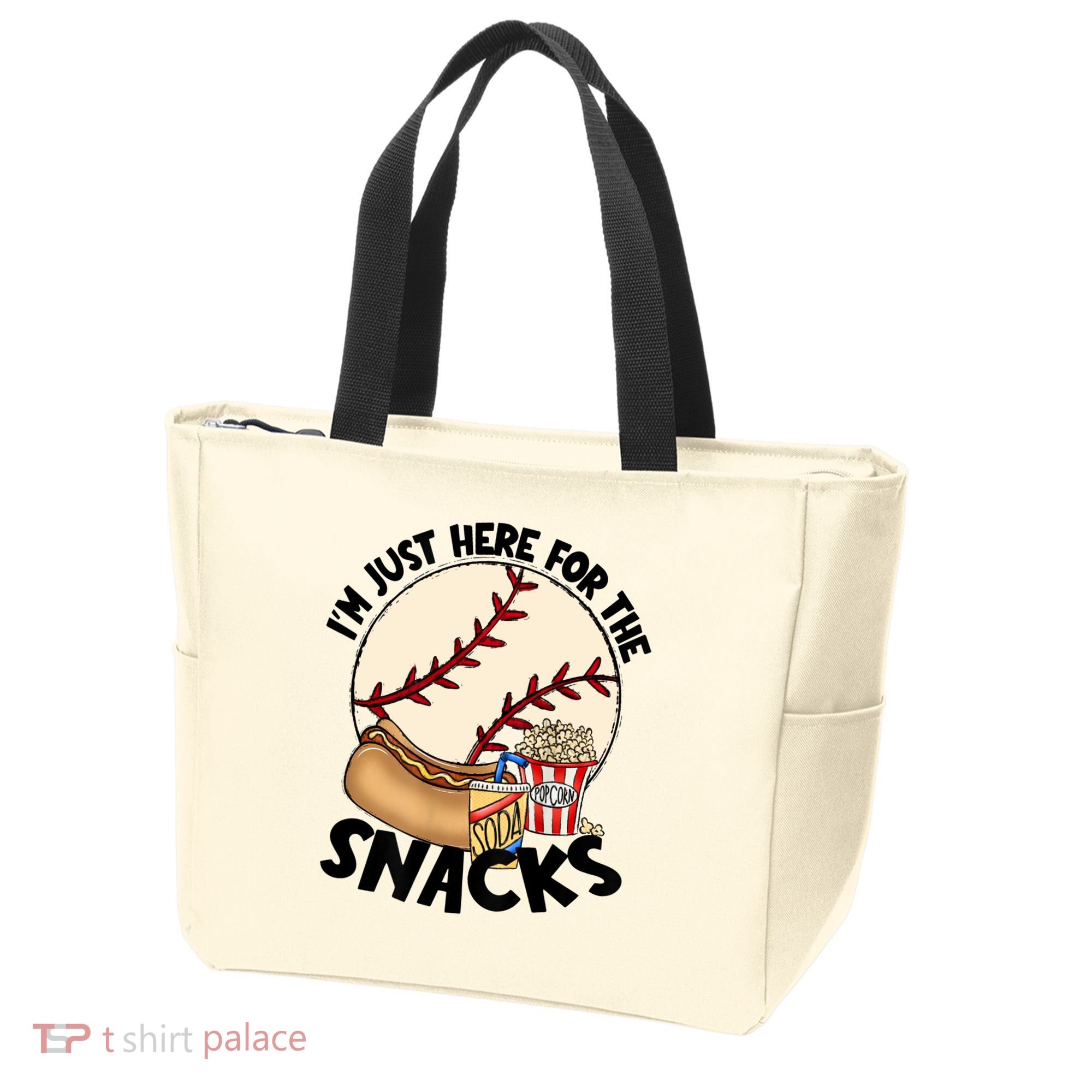 Retro I'm Just Here For The Snacks Funny Baseball Lover Tote Bag