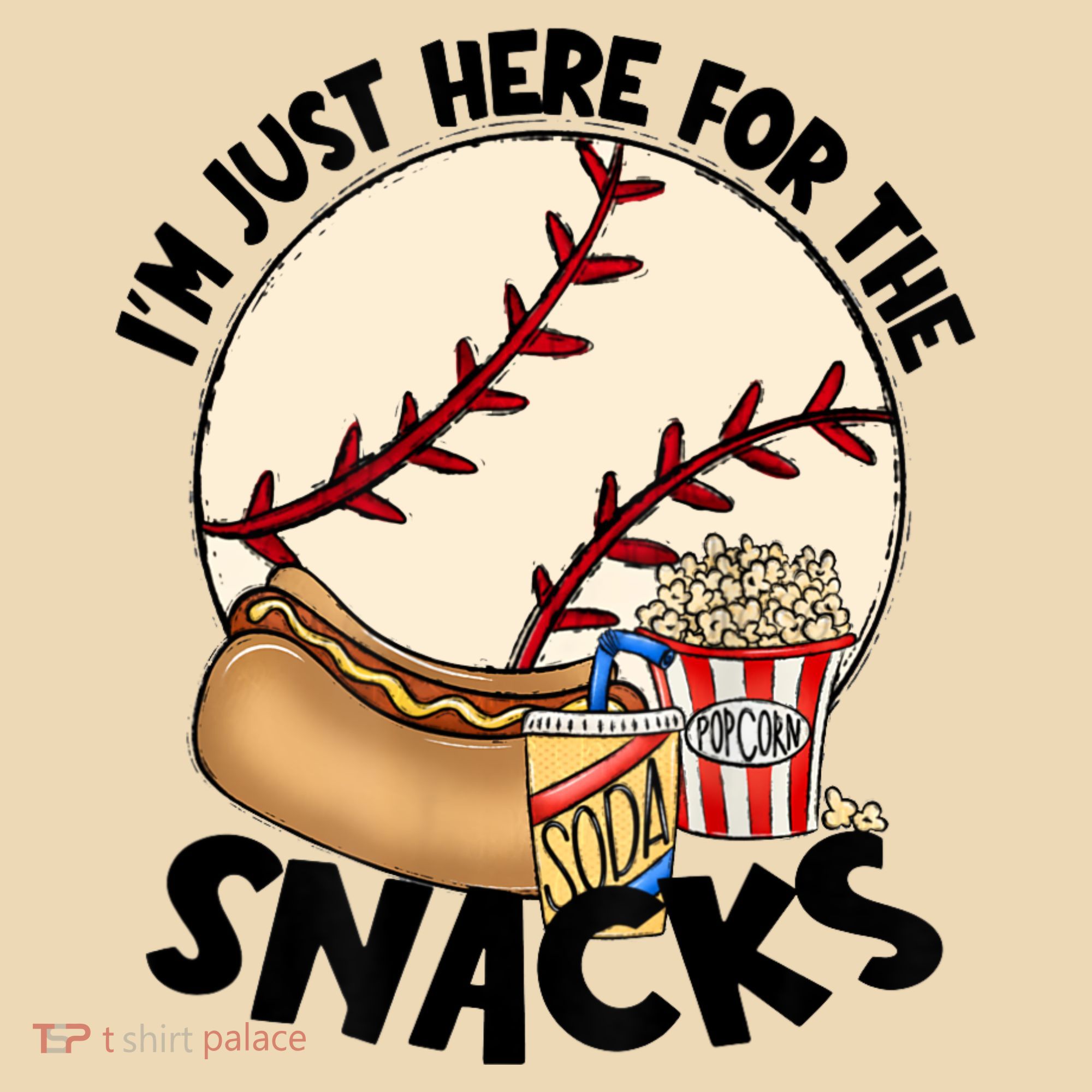 Retro I'm Just Here For The Snacks Funny Baseball Lover Tote Bag