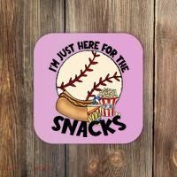 Retro I'm Just Here For The Snacks Funny Baseball Lover Coaster thumb 0