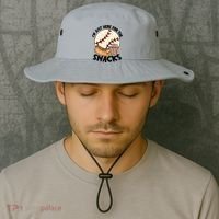 Retro I'm Just Here For The Snacks Funny Baseball Lover Bucket Hat thumb 2
