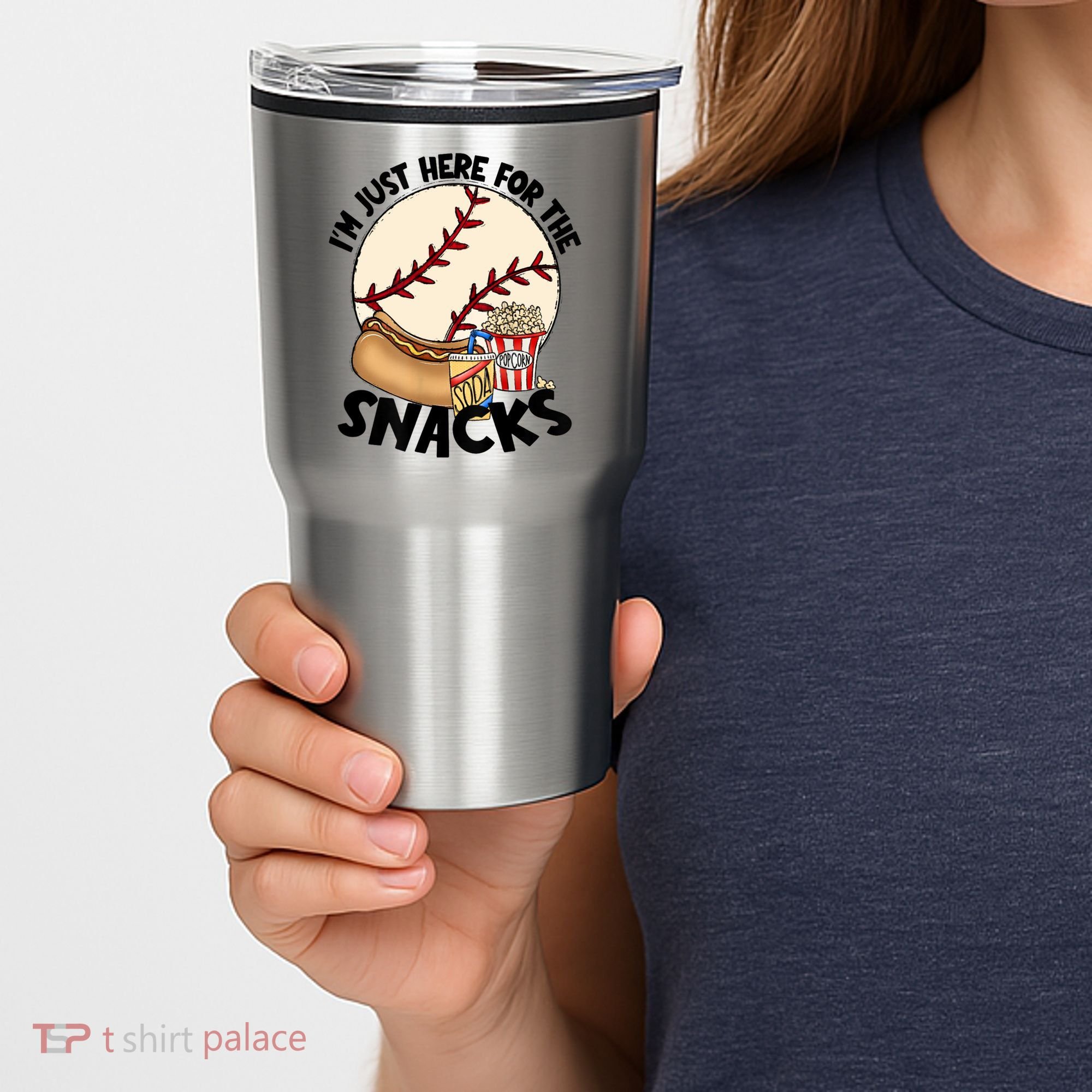 Retro I'm Just Here For The Snacks Funny Baseball Lover Tumbler