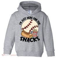 Retro I'm Just Here For The Snacks Funny Baseball Lover Toddler Hoodie thumb 0