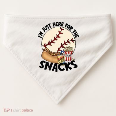 Retro I'm Just Here For The Snacks Funny Baseball Lover USA-Made Doggie Bandana