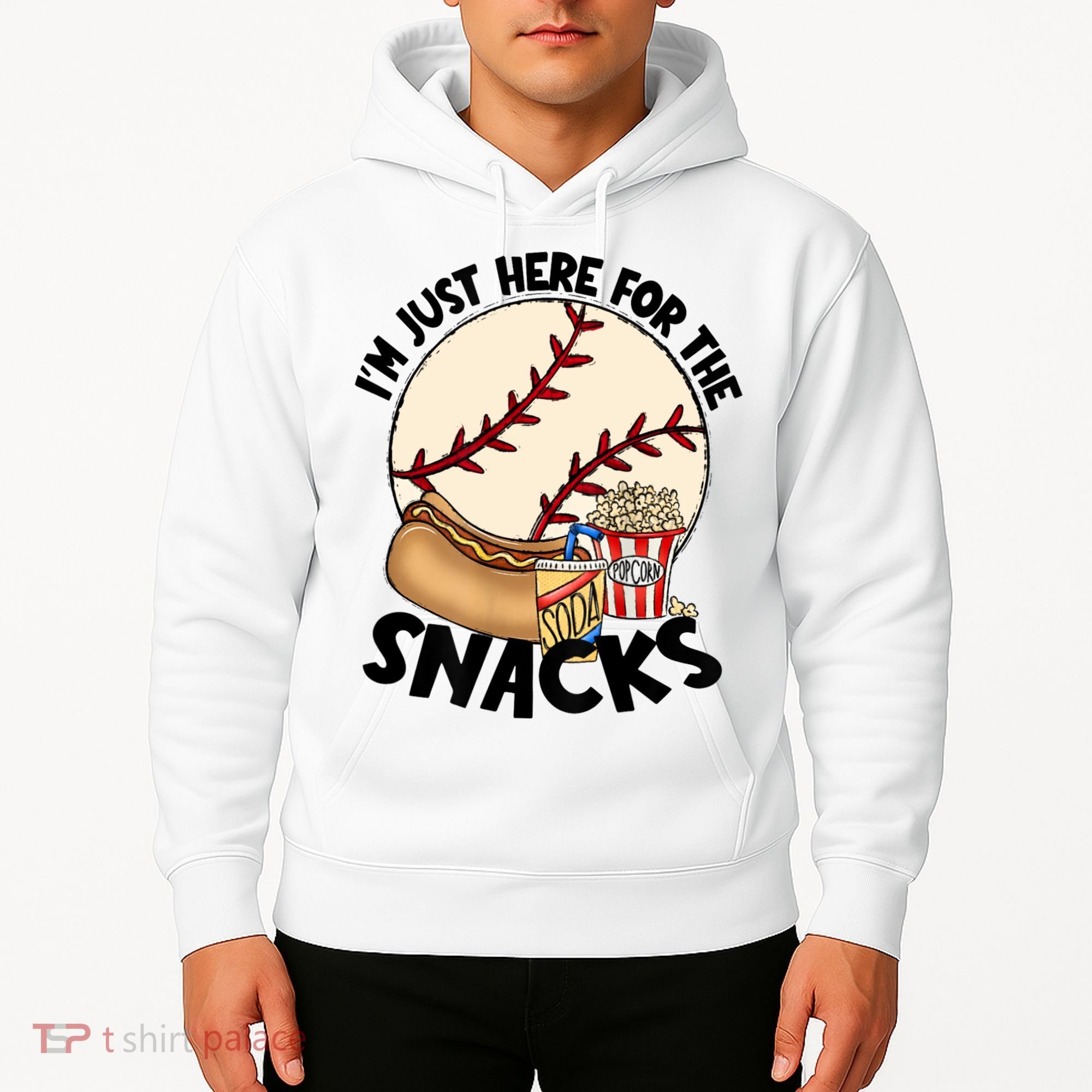 Retro I'm Just Here For The Snacks Funny Baseball Lover Hoodie