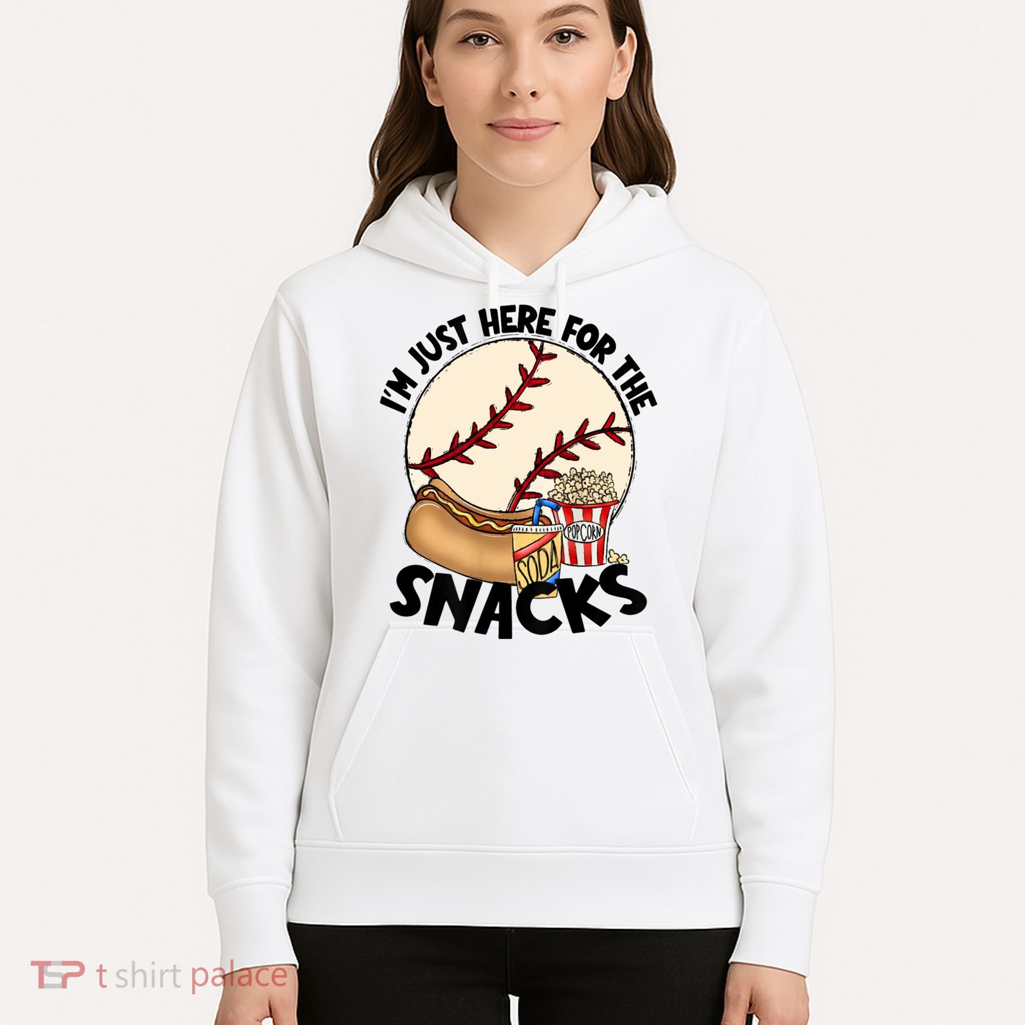 Retro I'm Just Here For The Snacks Funny Baseball Lover Hoodie