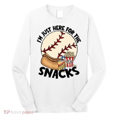 Retro I'm Just Here For The Snacks Funny Baseball Lover Long Sleeve Shirt