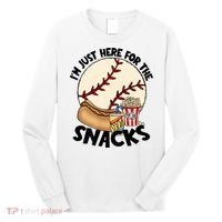 Retro I'm Just Here For The Snacks Funny Baseball Lover Long Sleeve Shirt thumb 0
