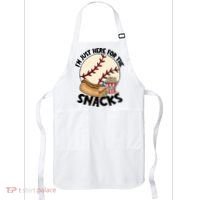 Retro I'm Just Here For The Snacks Funny Baseball Lover Apron thumb 0