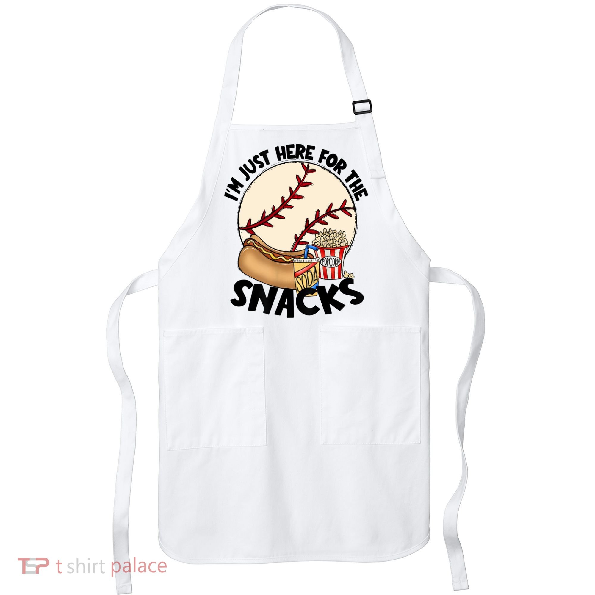 Retro I'm Just Here For The Snacks Funny Baseball Lover Apron