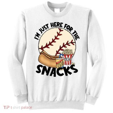 Retro I'm Just Here For The Snacks Funny Baseball Lover Sweatshirt