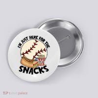 Retro I'm Just Here For The Snacks Funny Baseball Lover Button thumb 0