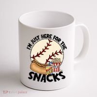 Retro I'm Just Here For The Snacks Funny Baseball Lover Coffee Mug thumb 1