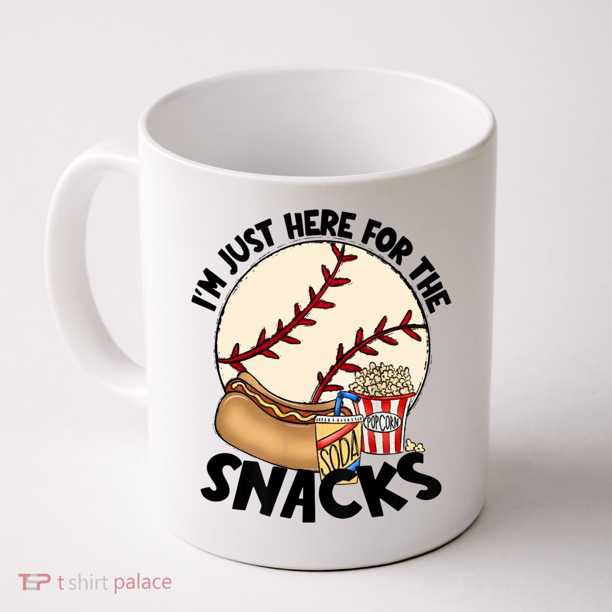 Retro I'm Just Here For The Snacks Funny Baseball Lover Coffee Mug