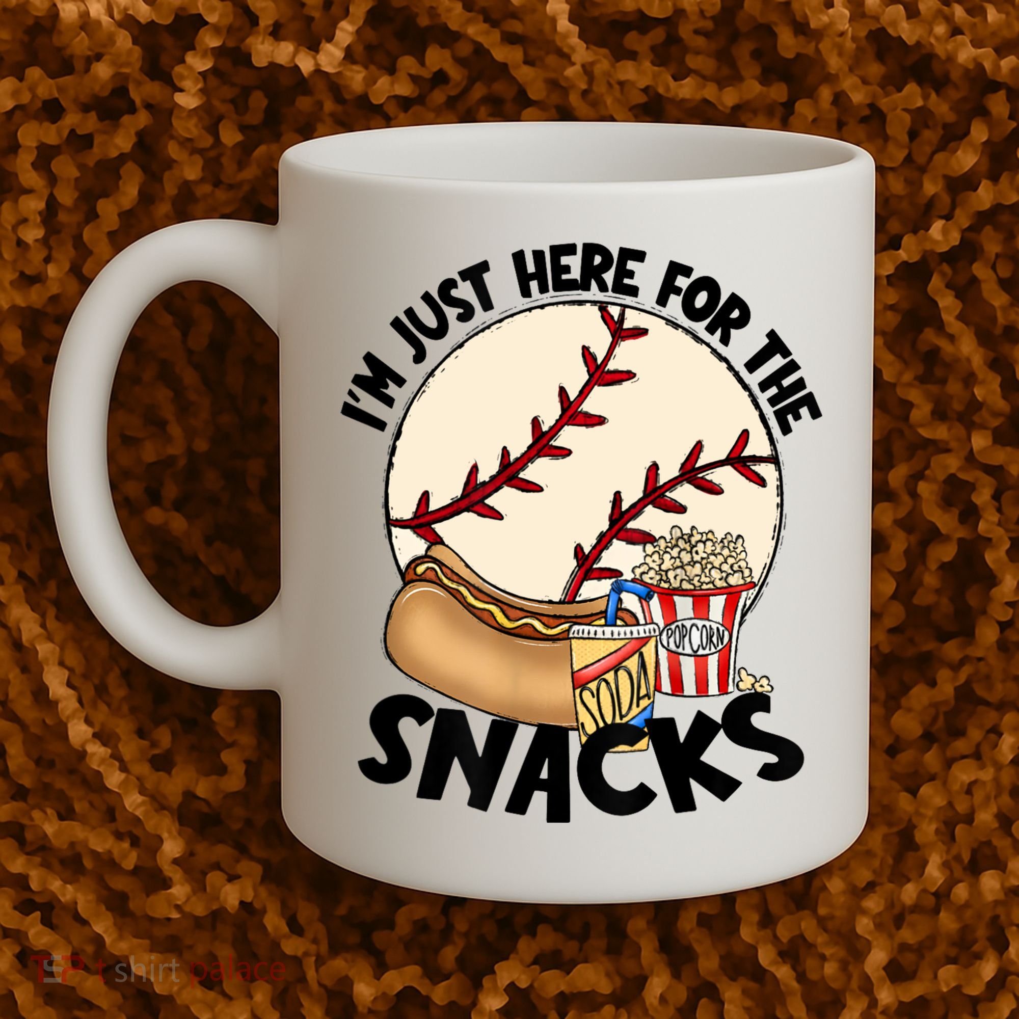 Retro I'm Just Here For The Snacks Funny Baseball Lover Coffee Mug