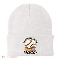 Retro I'm Just Here For The Snacks Funny Baseball Lover Beanie thumb 0