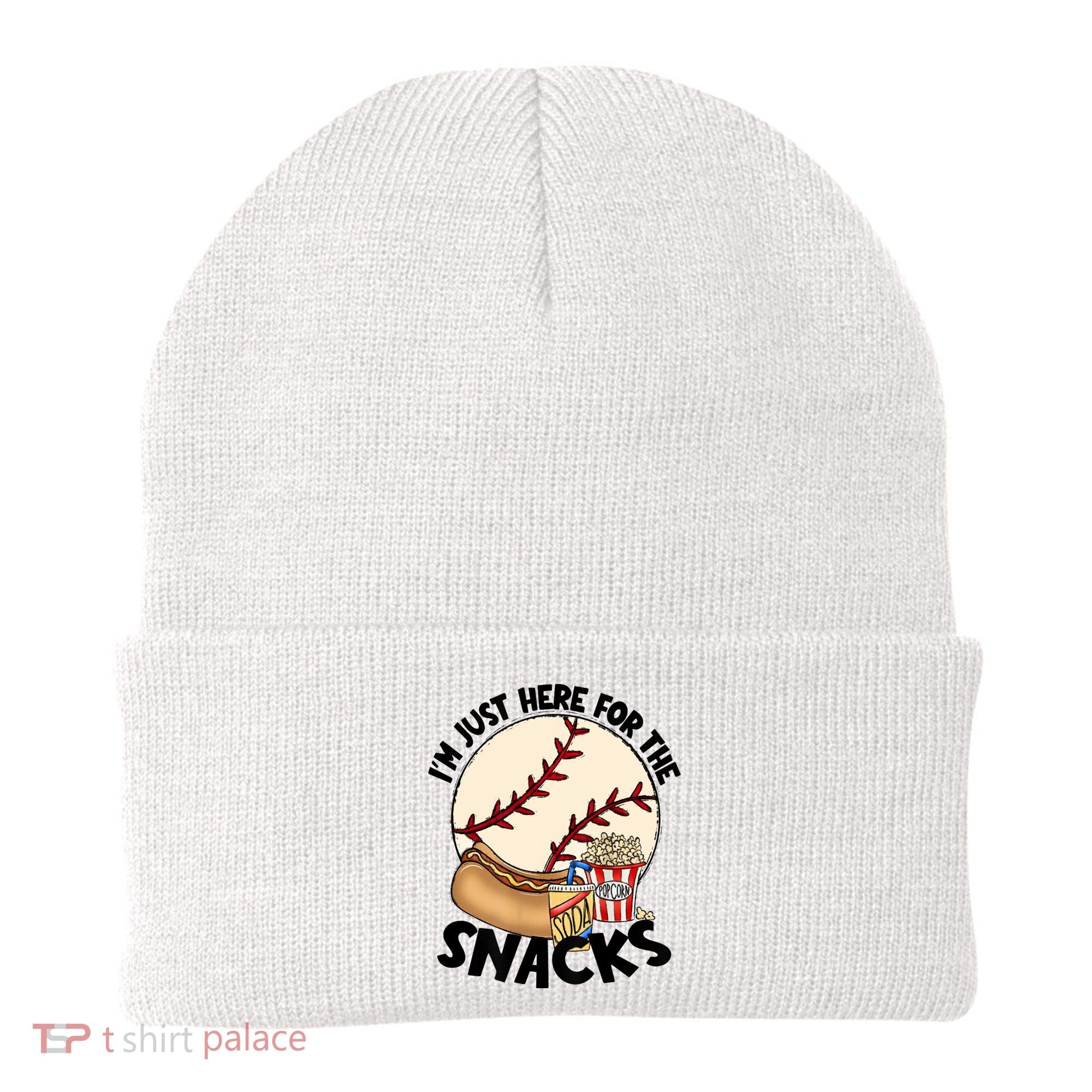 Retro I'm Just Here For The Snacks Funny Baseball Lover Beanie
