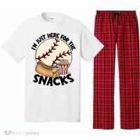 Retro I'm Just Here For The Snacks Funny Baseball Lover Pajama Set thumb 0