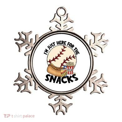 Retro I'm Just Here For The Snacks Funny Baseball Lover Ornament