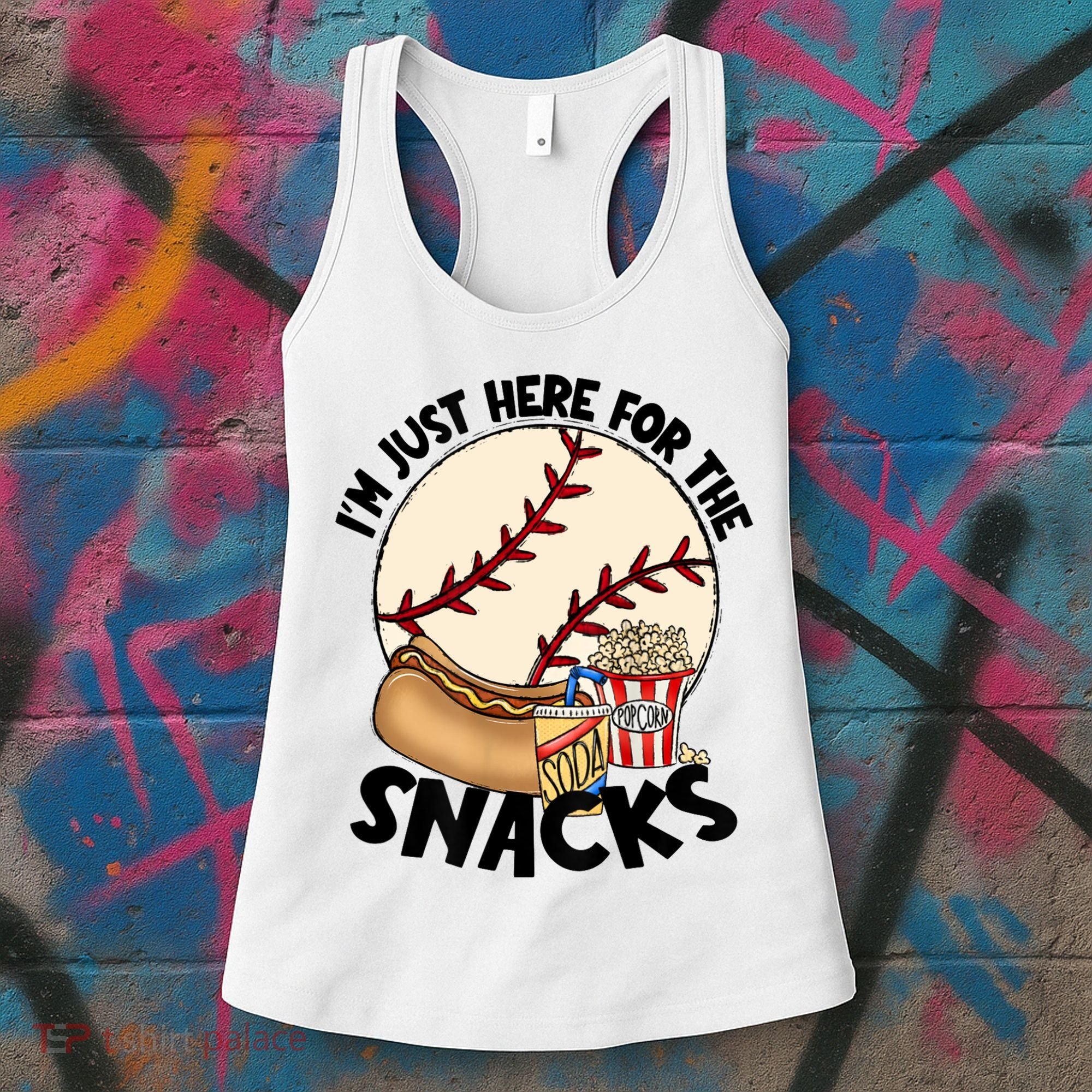 Retro I'm Just Here For The Snacks Funny Baseball Lover Women's Tank Top