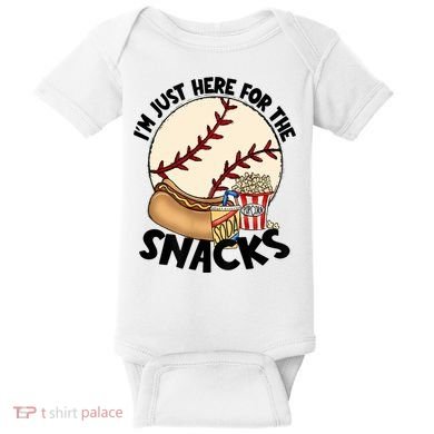 Retro I'm Just Here For The Snacks Funny Baseball Lover Baby Bodysuit